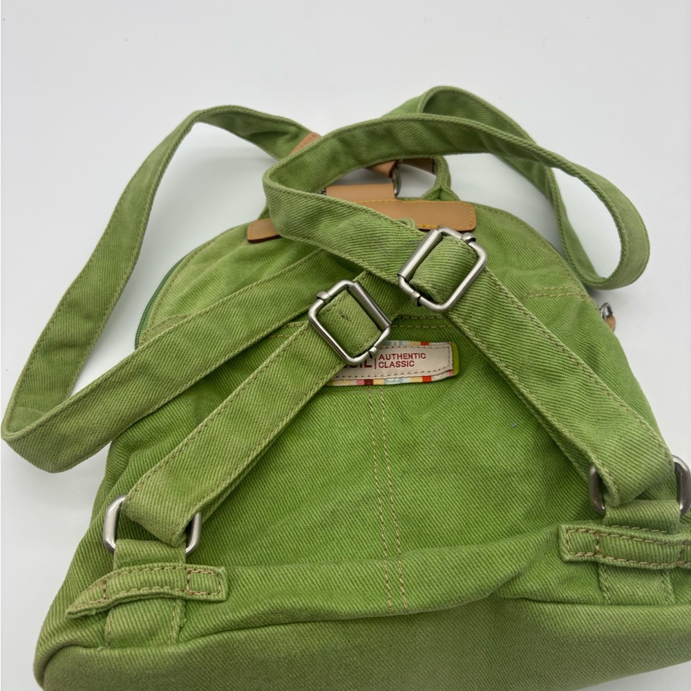 Vintage Fossil Green Canvas Mini Backpack - Casual Everyday Bag - Picture 11 of 13